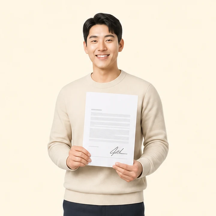 프리랜서 장기렌트 서면 견적서를 들고 있는 고객